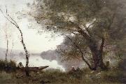 Jean Baptiste Camille  Corot THe boatman of mortefontaine France oil painting artist